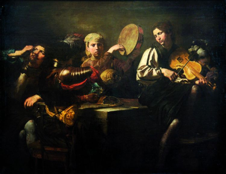 Valentin de Boulogne, Musiciens et soldats, vers 1626, Photo : Mathieu Bertola, Musées de la Ville de Strasbourg