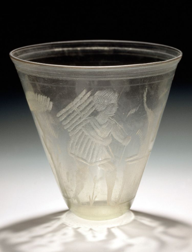 Verre gravé chrétien, Strasbourg, Porte Blanche, fin 3ème siècle-début 4ème siècle après J.-C., Photo : Musées de la Ville de Strasbourg