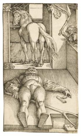 Hans Baldung dit Grien, le Palefrenier ensorcelé, gravure sur bois, 1544. Photo. M. Bertola/Musées de Strasbourg